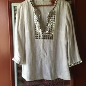 Tory burch linen tunic white small