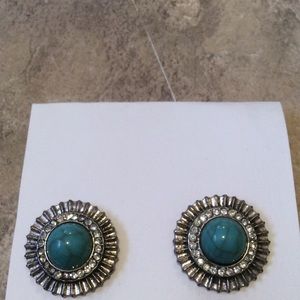 Turquoise faux diamond earrings