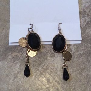 Black and gold dangle earrings