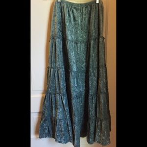 Crushed velvet teal skirt