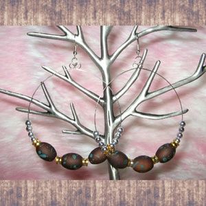 Color Splatter Speckled Beads Hoop Earrings - [G1]