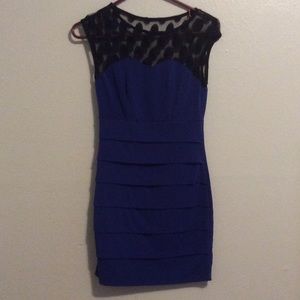 Black and blue mini dress