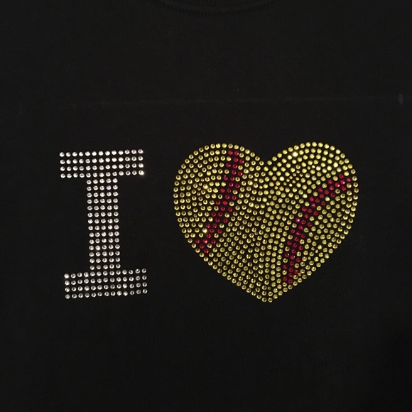 Rhinestone I love softball T-shirt