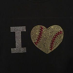 Rhinestone I love softball T-shirt