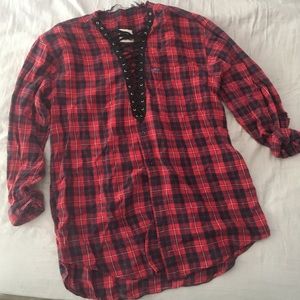 Lf vintage lace up flannel NWT