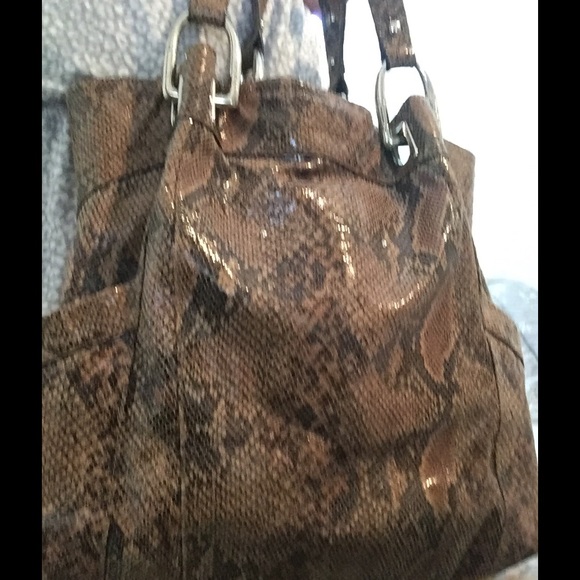 B. Makowsky Snakeskin Leather Work or Handbag - Picture 3 of 4