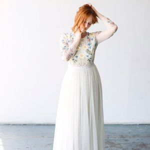 Needle and thread embellished backless dress