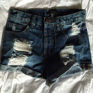 High waisted denim shorts