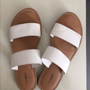 White slide sandals