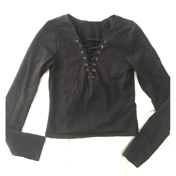 Lf Emma and Sam lace up black top SMALL