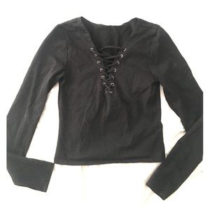Lf Emma and Sam lace up black top SMALL