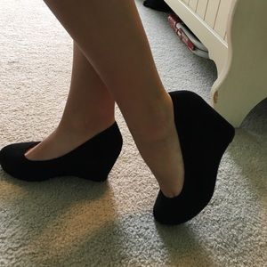 American Rag Black suede wedge heels