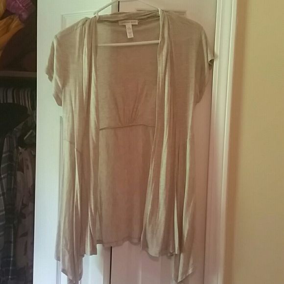 Taupe short sleeve cardigan