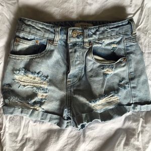 High waster light denim shirts.