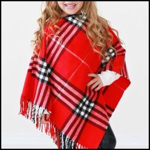 🎉HP🎉 Kids Red Plaid Poncho