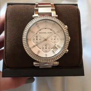 Michael Kors silver Parker watch