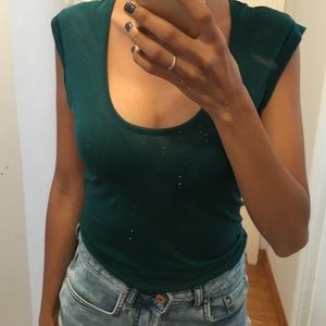 Bella Luxx,deep green,  fitted cap sleeve tshirt
