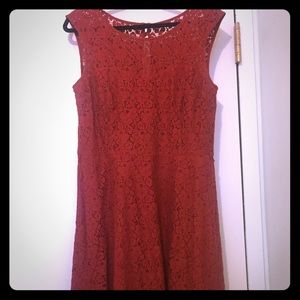 Red Lace A Line Dress