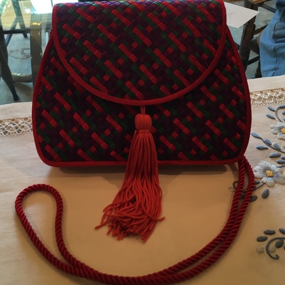 Colorful silk evening bag from Neiman Marcus