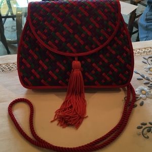 Colorful silk evening bag from Neiman Marcus