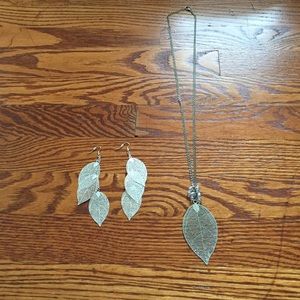 Matching leaf earrings and necklace
