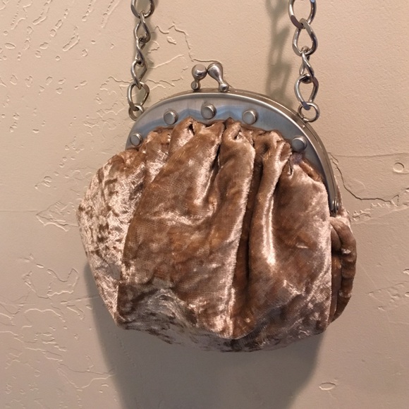 Neiman Marcus creme brushed velvet purse.