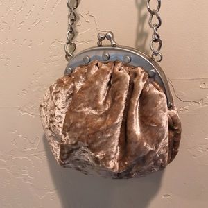 Neiman Marcus creme brushed velvet purse.