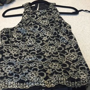 Lacy Silver Grey/black Cutaway Racer Blouse