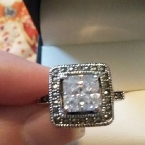 CZ and marcasite ring