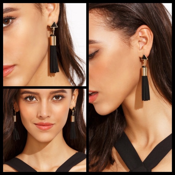 Gemstone and tassel fashion earrings. Price firm. - Picture 2 of 2