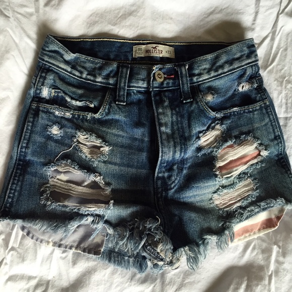 High waisted denim shorts.
