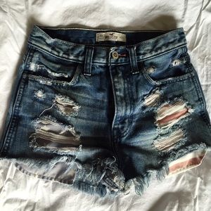 High waisted denim shorts.