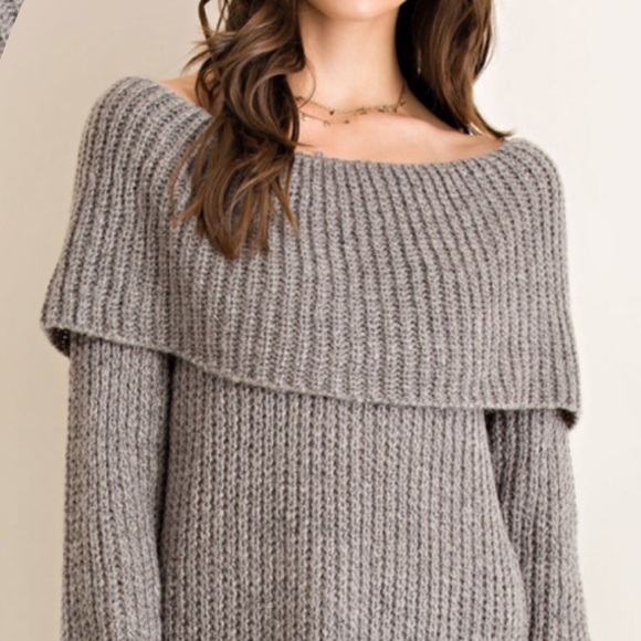 🌺HP 10/9 & 10/19🌺FOLD OVER RIBBED SWEATER - Picture 2 of 4