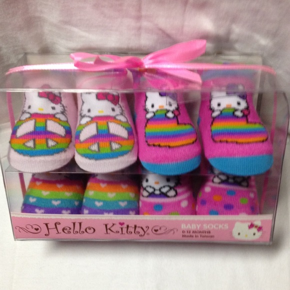 Hello Kitty 4 Pair Pack multi Color Baby Socks - Picture 2 of 4