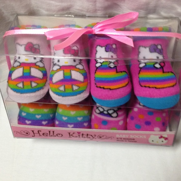 Hello Kitty 4 Pair Pack multi Color Baby Socks - Picture 4 of 4
