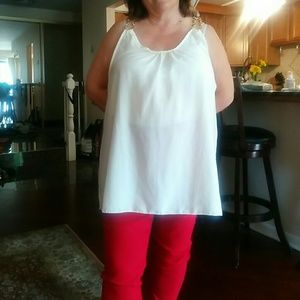 Plus Size Gold Chain Off-White tank top