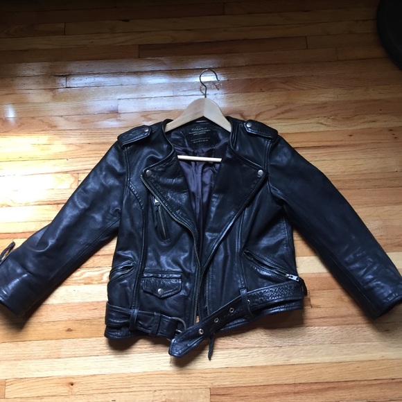 All saints black leather motorcycle jacket