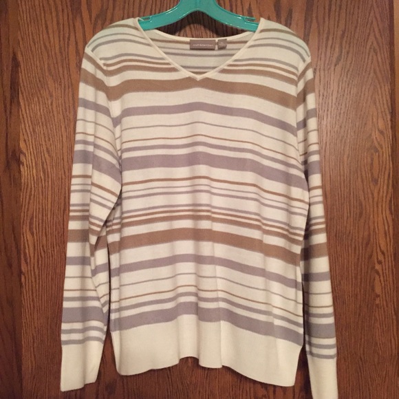 Tan, Grey and Cream Striped Sweater