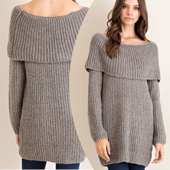 ♦️THEY HAVE ARRIVED!♦️FOLD OVER RIB KNIT SWEATER - Picture 4 of 4