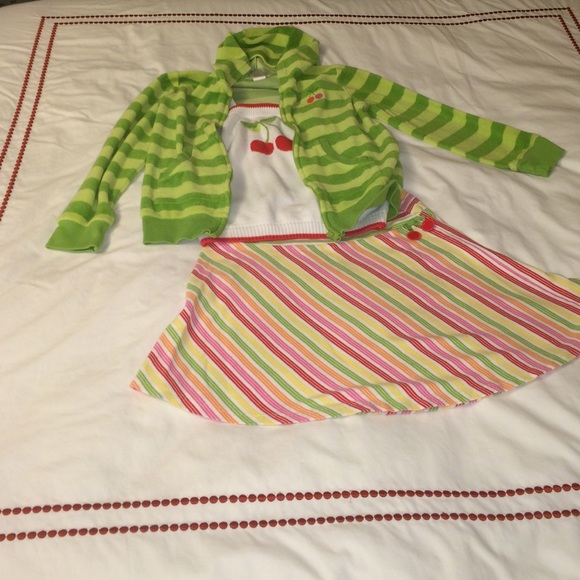 Girls Gymboree Cherries Skirt Tank and Sweatshirt