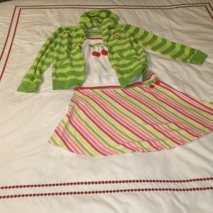 Girls Gymboree Cherries Skirt Tank and Sweatshirt