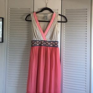 Boho coral maxi dress