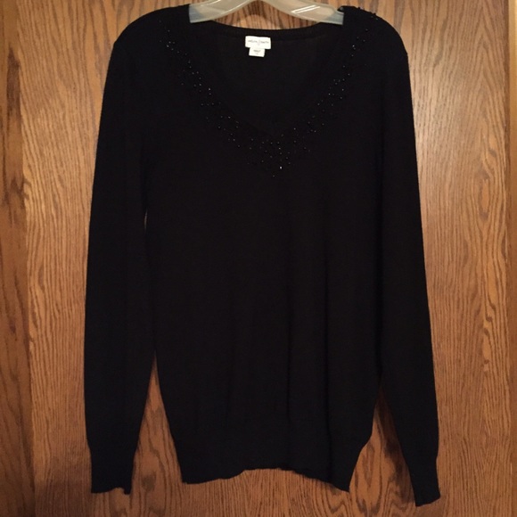 V-Neck Sweater with Bead Detail