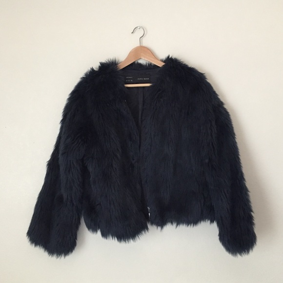 blue fur jacket zara