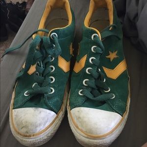 Chevron EV Ox Lo Suede Trainer green and yellow
