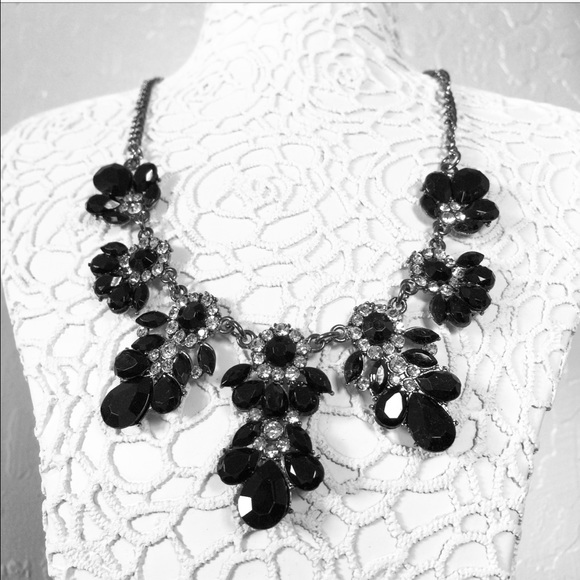 Super Chic Black & Crystal Statement Necklace - Picture 4 of 5
