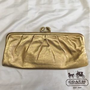 Coach Gold Leather Clutch
