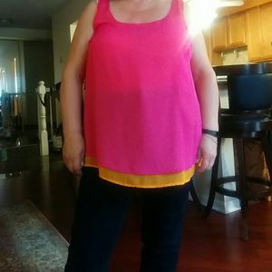 Plus size, pink and orange tank top, 2X