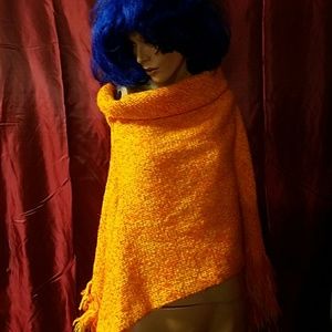 Orange knit poncho
