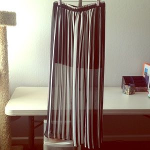 Black and white vertically striped Maxi Skirt